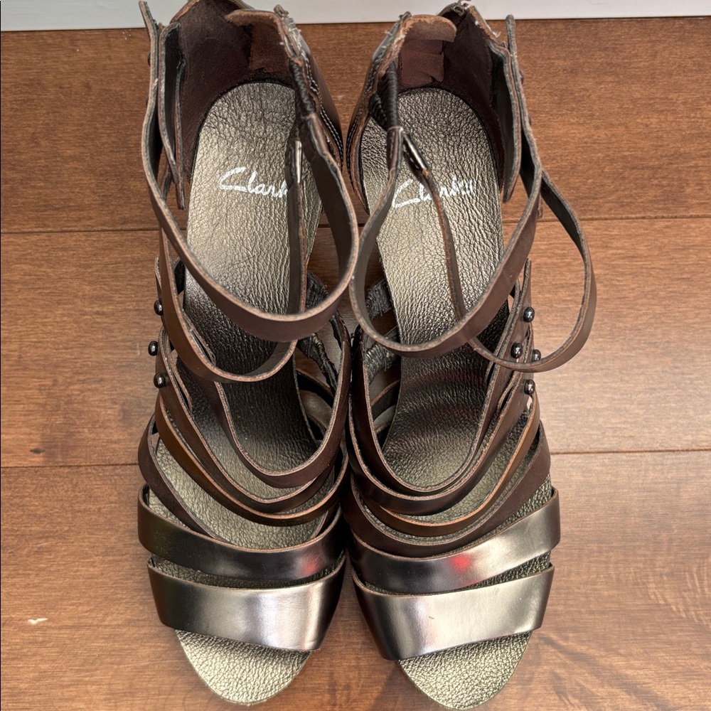Clark’s Artisan bronze wedge sandals